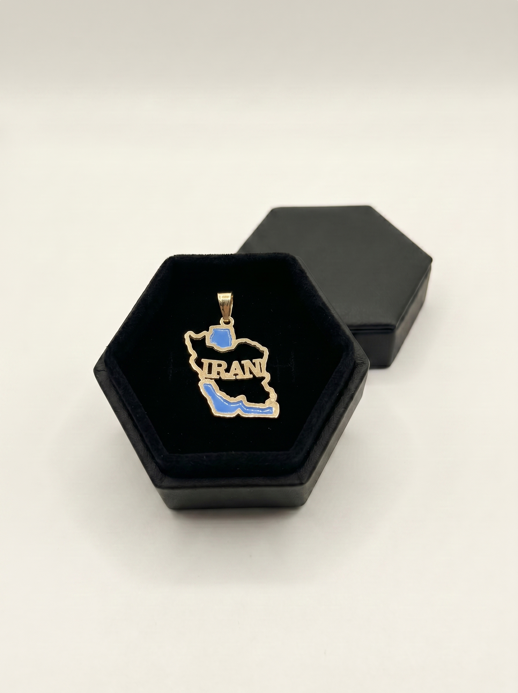 Iran Map Pendant with Blue Enamel