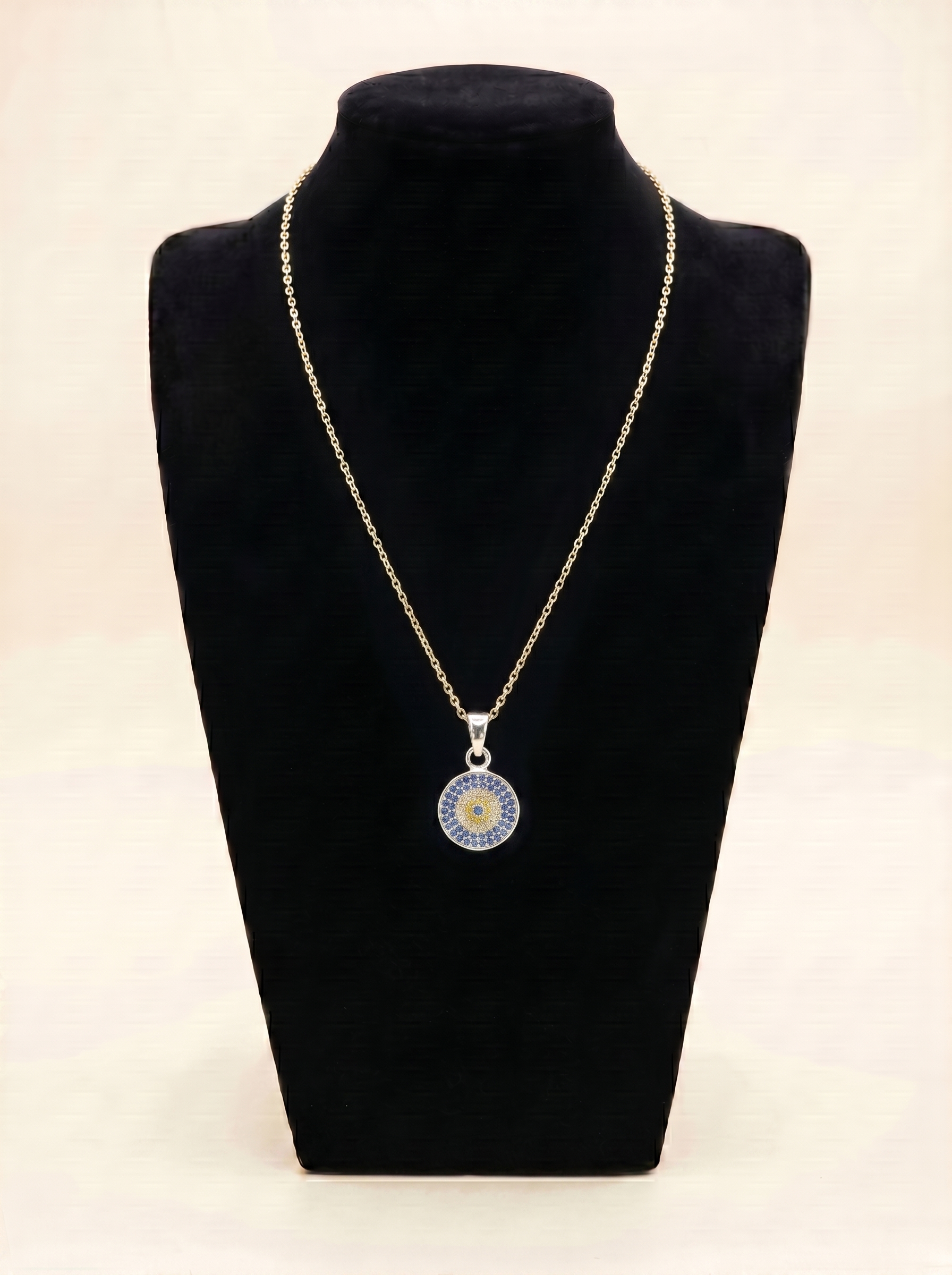 Evil Eye Pavé Medallion Necklace