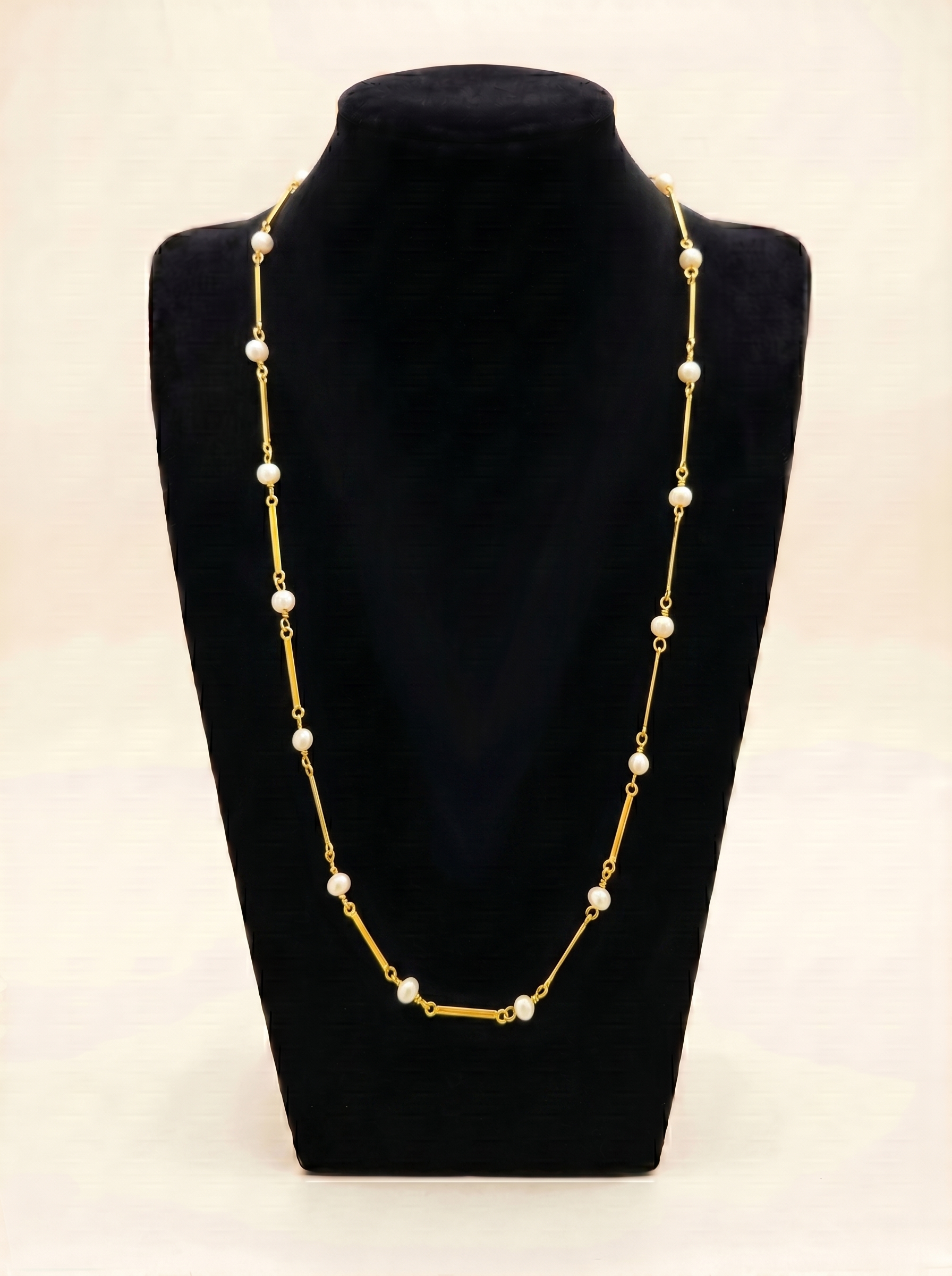 Freshwater Pearl Station Long Chain Necklace