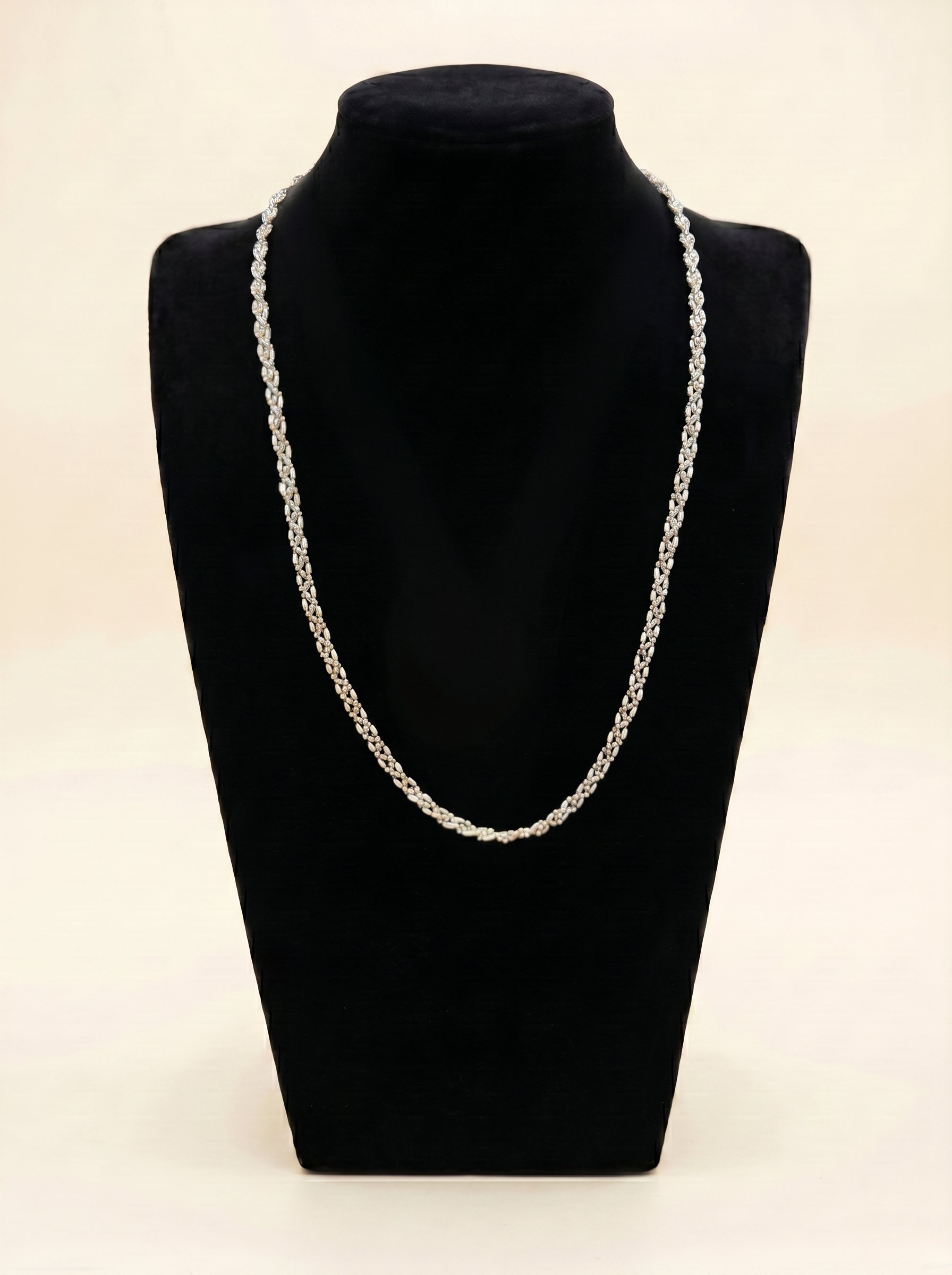 Twisted Bead Rope Necklace — Silver